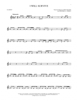 page one of I Will Survive (Clarinet Solo)