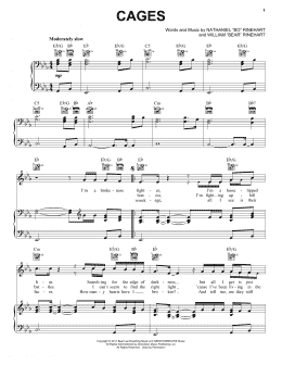 page one of Cages (Piano, Vocal & Guitar Chords (Right-Hand Melody))
