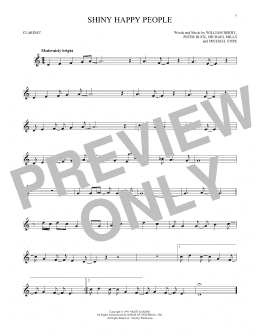 page one of Shiny Happy People (Clarinet Solo)