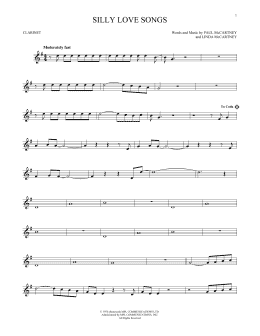 page one of Silly Love Songs (Clarinet Solo)