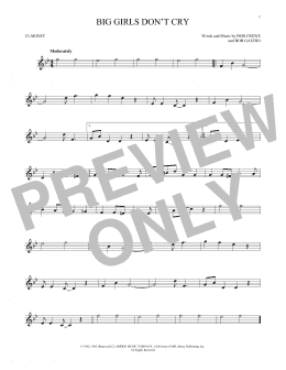 page one of Big Girls Don't Cry (Clarinet Solo)