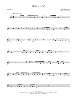 page one of Billie Jean (Clarinet Solo)