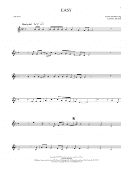 page one of Easy (Clarinet Solo)
