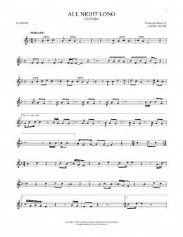 page one of All Night Long (All Night) (Clarinet Solo)