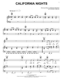 page one of California Nights (Piano, Vocal & Guitar Chords (Right-Hand Melody))