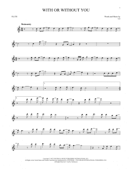 page one of With Or Without You (Flute Solo)