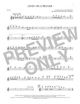 page one of Livin' On A Prayer (Flute Solo)