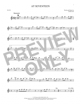 page one of At Seventeen (Flute Solo)