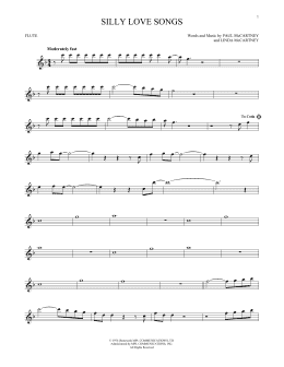 page one of Silly Love Songs (Flute Solo)