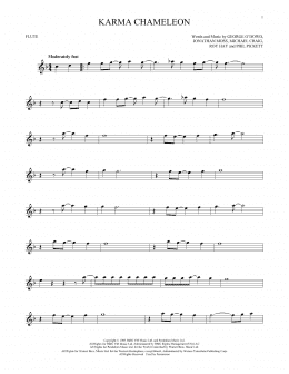 page one of Karma Chameleon (Flute Solo)