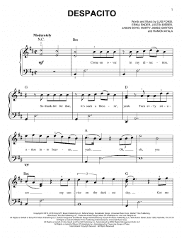 page one of Despacito (Easy Piano)