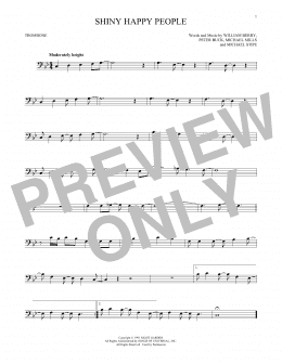 page one of Shiny Happy People (Trombone Solo)