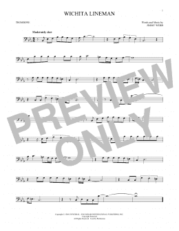 page one of Wichita Lineman (Trombone Solo)