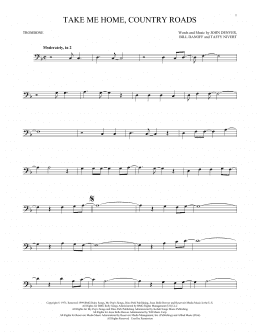 page one of Take Me Home, Country Roads (Trombone Solo)