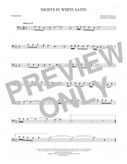 page one of Nights In White Satin (Trombone Solo)