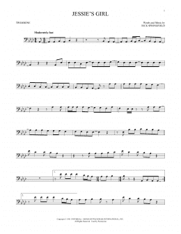 page one of Jessie's Girl (Trombone Solo)