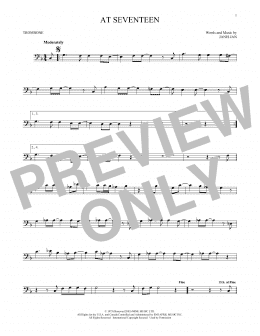 page one of At Seventeen (Trombone Solo)