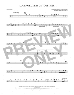 page one of Love Will Keep Us Together (Trombone Solo)