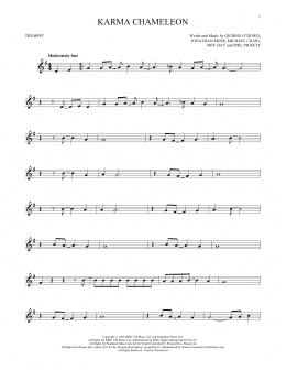 page one of Karma Chameleon (Trumpet Solo)