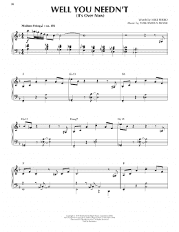 page one of Well You Needn't (It's Over Now) (Piano Solo)