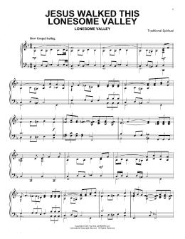 page one of Jesus Walked This Lonesome Valley (Piano Solo)