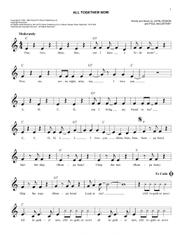 page one of All Together Now (Easy Lead Sheet / Fake Book)