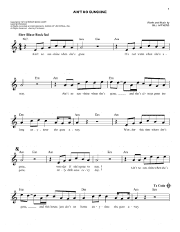 page one of Ain't No Sunshine (Easy Lead Sheet / Fake Book)