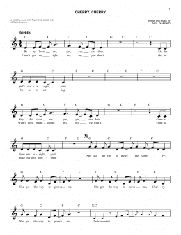 page one of Cherry, Cherry (Lead Sheet / Fake Book)