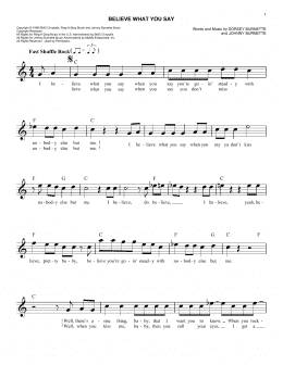 page one of Believe What You Say (Lead Sheet / Fake Book)