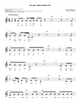 page one of You Ain't Seen Nothin' Yet (Lead Sheet / Fake Book)