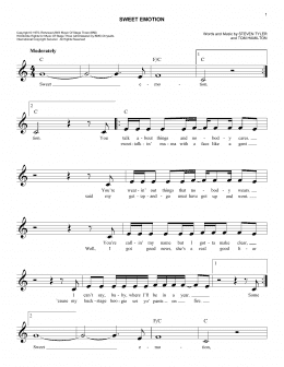 page one of Sweet Emotion (Lead Sheet / Fake Book)