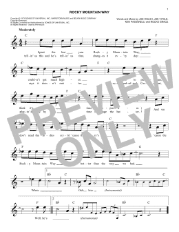 page one of Rocky Mountain Way (Easy Lead Sheet / Fake Book)