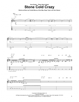 page one of Stone Cold Crazy (Guitar Tab)