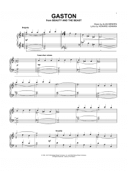 page one of Gaston (from Beauty And The Beast) (Piano Solo)