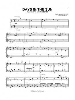 page one of Days In The Sun (from Beauty And The Beast) (Piano Solo)