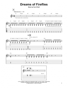 page one of Dreams Of Fireflies (Guitar Tab (Single Guitar))
