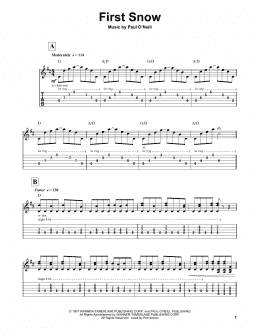 page one of First Snow (Guitar Tab (Single Guitar))