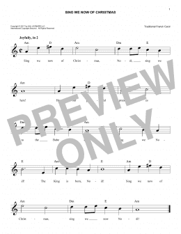 page one of Sing We Now Of Christmas (Lead Sheet / Fake Book)