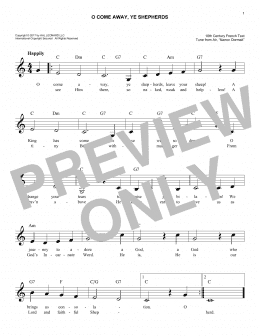 page one of O Come Away, Ye Shepherds (Lead Sheet / Fake Book)