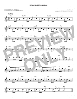 page one of Ukrainian Bell Carol (Easy Lead Sheet / Fake Book)