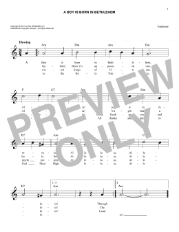 page one of A Boy Is Born In Bethlehem (Easy Lead Sheet / Fake Book)