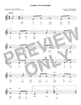 page one of O Come, Little Children (Lead Sheet / Fake Book)