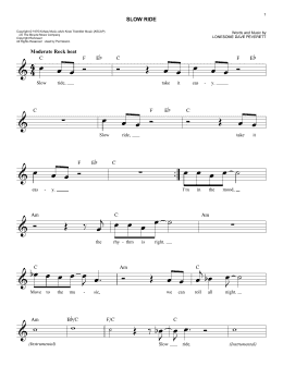 page one of Slow Ride (Easy Lead Sheet / Fake Book)