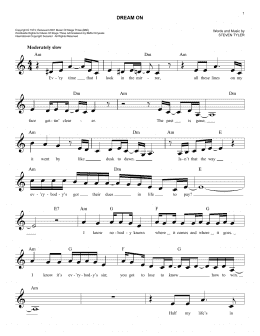 page one of Dream On (Easy Lead Sheet / Fake Book)