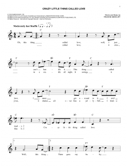 page one of Crazy Little Thing Called Love (Lead Sheet / Fake Book)