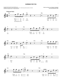 page one of Burning For You (Lead Sheet / Fake Book)