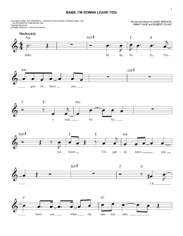 page one of Babe, I'm Gonna Leave You (Easy Lead Sheet / Fake Book)