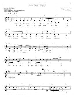 page one of More Than A Feeling (Easy Lead Sheet / Fake Book)