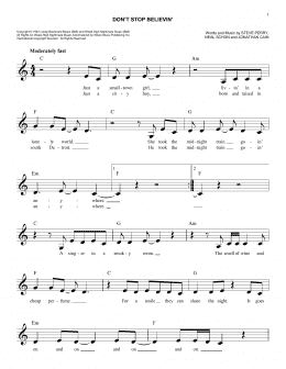 page one of Don't Stop Believin' (Lead Sheet / Fake Book)