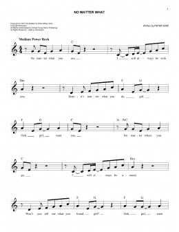 page one of No Matter What (Lead Sheet / Fake Book)
